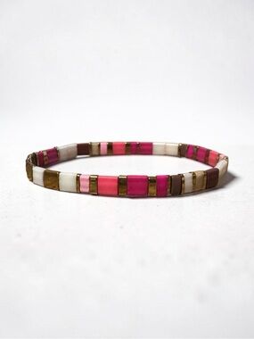 Soft Pink Tila Chiclet Bead Bracelet